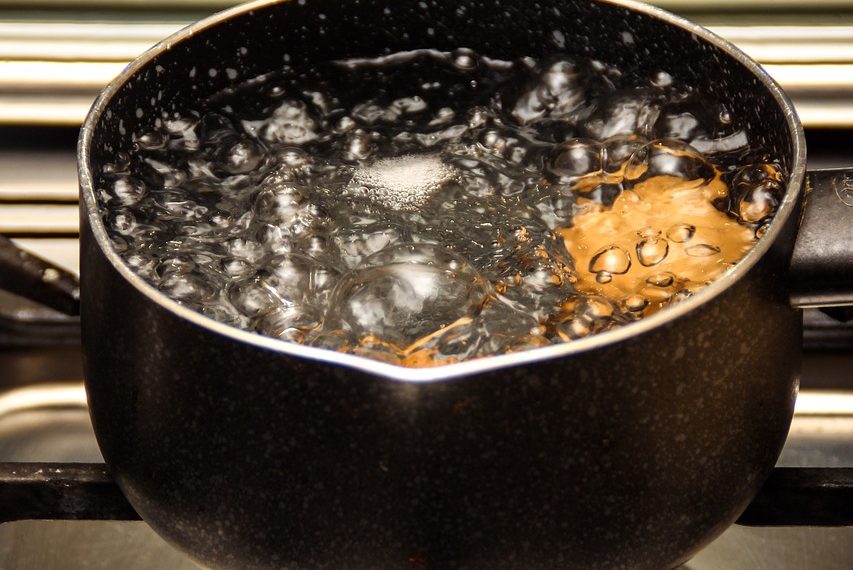 pan, water, food
